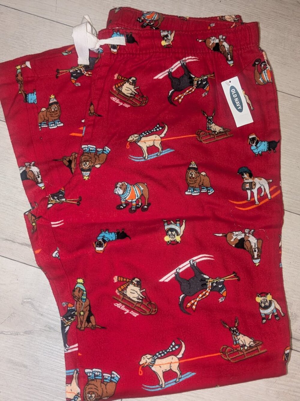 NWT Old Navy Mens Flannel Pajamas Sleep Pants Ski Dogs Sz L